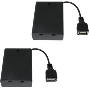 3 AA Battery Holder 2PCS 3 x AA Battery Case Box Holder with Cover, On/Off Switch and USB Cable