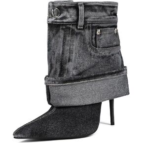 Saint Leia Women's Western Cowboy Stiletto Heel Pointed Toe Pull-Up Tabs Classic Cowgirl Dress Ankle Boot