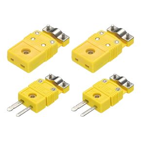 MECCANIXITY Mini K Type Thermocouple Wire Connectors Male Female Plug Adapter High Temperature 220°C(428°F) with Fixing Clamp for Thermocouple Sensor