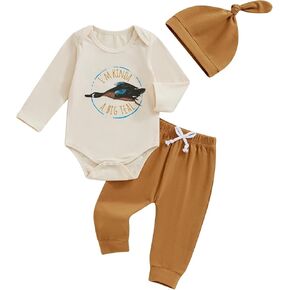 Pudcoco Newborn Baby Boy Fall Clothes Mallard Duck Hunting I'm Kinda A Big Teal Bodysuit Pants Hat 3pcs Outfit Set