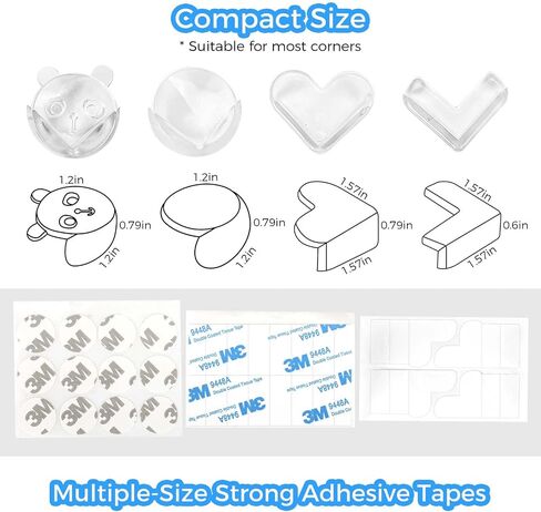 16 Pack Corner Protector Baby, Table Corner Protectors for Baby, Baby Proof Corners and Edges, Furniture Corner Guard & Edge Safety Bumpers, Clear and Transparent (Mixed) in Saudi Arabia