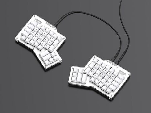 لوحة مفاتيح ميكانيكية مريحة من Apos ErgoDox 76 بوصة Hot DOX V2 - متعامدة الخطوط، شاشة مؤشر، برنامج QMK/VIA الثابت، RGB، USB-C، PBT Keycaps، Hotswap (مفاتيح نحاسية داكنة السرعة Kailh) in Kuwait