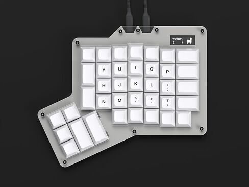 لوحة مفاتيح ميكانيكية مريحة من Apos ErgoDox 76 بوصة Hot DOX V2 - متعامدة الخطوط، شاشة مؤشر، برنامج QMK/VIA الثابت، RGB، USB-C، PBT Keycaps، Hotswap (مفاتيح نحاسية داكنة السرعة Kailh) in Kuwait