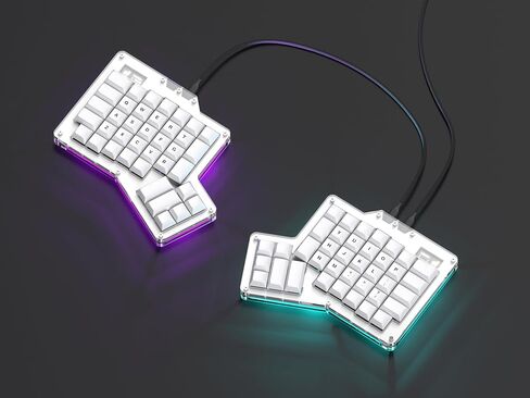 لوحة مفاتيح ميكانيكية مريحة من Apos ErgoDox 76 بوصة Hot DOX V2 - متعامدة الخطوط، شاشة مؤشر، برنامج QMK/VIA الثابت، RGB، USB-C، PBT Keycaps، Hotswap (مفاتيح نحاسية داكنة السرعة Kailh) in Kuwait