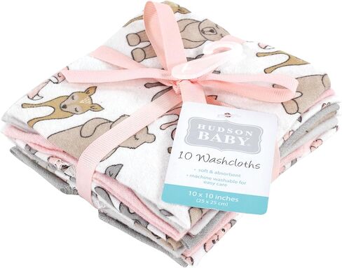 Hudson Baby Unisex Baby Flannel Cotton Washcloths, Brown Bear 10 Pack, One Size in Saudi Arabia