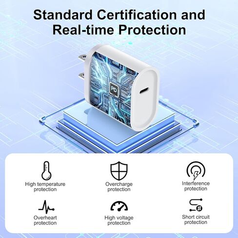 شاحن USB C للشحن السريع، صندوق من النوع C بقوة 20 وات لهاتف iPhone 16/16Pro/16Pro Max/16Plus، قالب USB C لهاتف Samsung Galaxy S24/S23/S22/S21/S20FE Ultra/Z Flip 6/Z Fold 6، Pixel 9 8 موتورولا razr2024/G55 in Kuwait