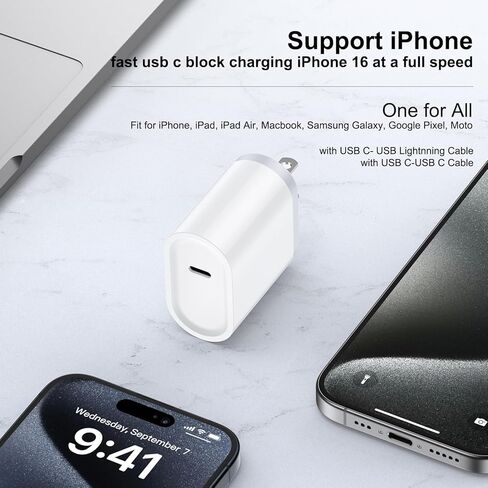 شاحن USB C للشحن السريع، صندوق من النوع C بقوة 20 وات لهاتف iPhone 16/16Pro/16Pro Max/16Plus، قالب USB C لهاتف Samsung Galaxy S24/S23/S22/S21/S20FE Ultra/Z Flip 6/Z Fold 6، Pixel 9 8 موتورولا razr2024/G55 in Kuwait