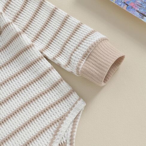 Pivanzore Newborn Baby Boy Clothes Infant Boy Girl Striped Long Sleeve Sweatshirt Romper Bodysuit Soft Fall Winter Outfit in Saudi Arabia