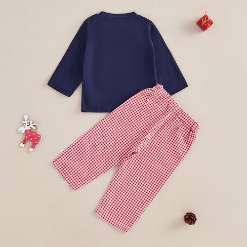 طفل صبي فتاة الخريف وتتسابق المطرزة طويلة الأكمام Crewneck بلوزات أعلى منقوشة السراويل 2 قطعة مجموعة الملابس الشتوية in Saudi Arabia