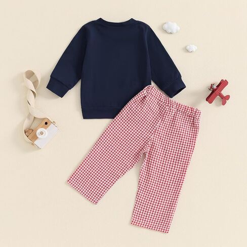 طفل صبي فتاة الخريف وتتسابق المطرزة طويلة الأكمام Crewneck بلوزات أعلى منقوشة السراويل 2 قطعة مجموعة الملابس الشتوية in Saudi Arabia