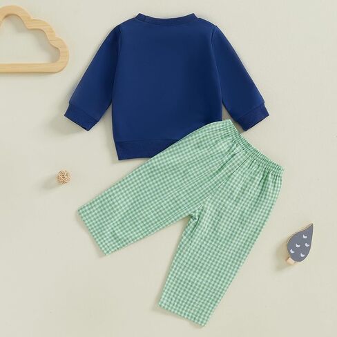 طفل صبي فتاة الخريف وتتسابق المطرزة طويلة الأكمام Crewneck بلوزات أعلى منقوشة السراويل 2 قطعة مجموعة الملابس الشتوية in Kuwait