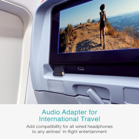 محول سماعة الرأس MEE audio Airplane لأنظمة الترفيه أثناء الطيران - ثنائي 3.5 ملم ذكر إلى 3.5 ملم أنثى - يعمل مع سماعات الرأس، وسماعات الرأس، ومحولات البلوتوث (عبوتان)، أبيض in Kuwait