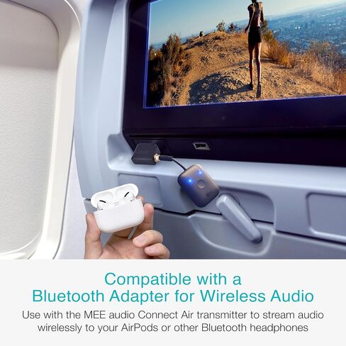 محول سماعة الرأس MEE audio Airplane لأنظمة الترفيه أثناء الطيران - ثنائي 3.5 ملم ذكر إلى 3.5 ملم أنثى - يعمل مع سماعات الرأس، وسماعات الرأس، ومحولات البلوتوث (عبوتان)، أبيض in Kuwait