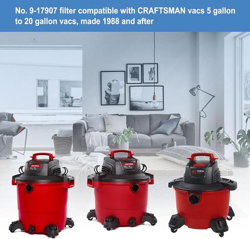 2 قطعة فلتر خرطوشة للحرفي 17907 9-17907 متجر فراغ 5 إلى 20 جالون، 3 طبقات مطوي استبدال الرطب/الجاف in Kuwait