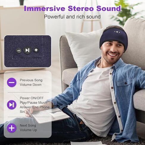 Headband Headphones for Small Head Size, Adjustable Bluetooth Headband, Wireless Headband Headphones for Sleeping, Running, Insomnia, Sleep Mask with Stereo Speakers, Cool Gadgets Tech Presents in Saudi Arabia