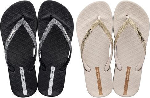 حزمة شبشب Ana Sparkle Flip Flop للسيدات من Ipanema، مقاس 7 أسود وواحد بيج in Kuwait