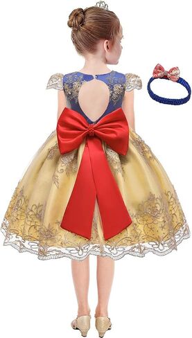 HIHCBF طفل الفتيات Bowknot فستان التعميد المطرزة الدانتيل مسابقة الزفاف حفلة عيد ميلاد المعمودية توتو ثوب ث/أغطية الرأس in Saudi Arabia