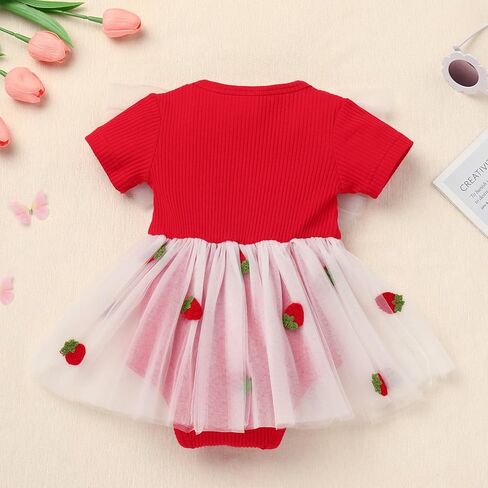 ODASDO Baby Girls 1st Birthday Dress Ribbed Knit Short Sleeve Princess Tutu Tulle Romper Dress + Bow Headband in Saudi Arabia