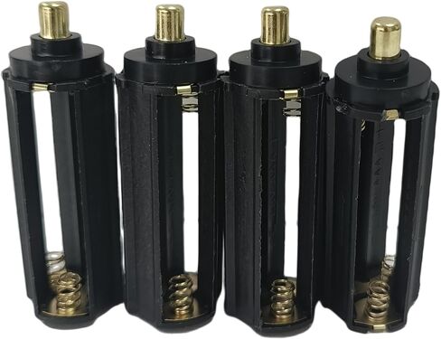 BeeSpring حامل بطارية أسطواني حقيبة تخزين محول 3 × بطاريات AAA أنبوب محول لشعلة مصباح يدوي محمول، أسود-4 قطع in Kuwait