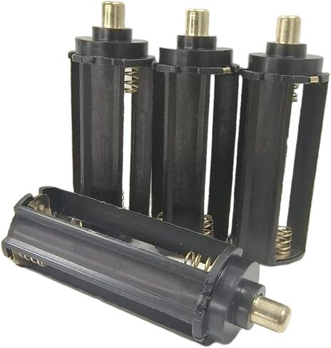 BeeSpring حامل بطارية أسطواني حقيبة تخزين محول 3 × بطاريات AAA أنبوب محول لشعلة مصباح يدوي محمول، أسود-4 قطع in Kuwait