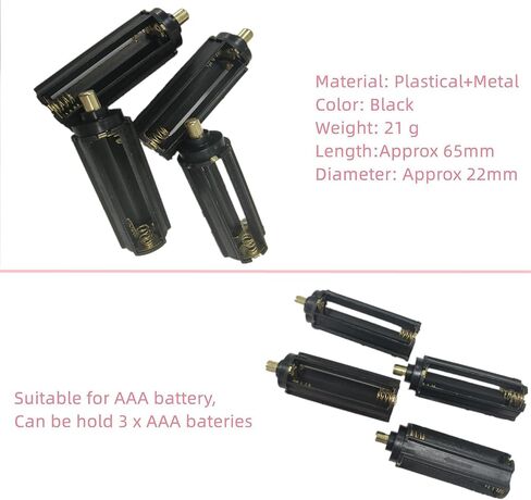 BeeSpring حامل بطارية أسطواني حقيبة تخزين محول 3 × بطاريات AAA أنبوب محول لشعلة مصباح يدوي محمول، أسود-4 قطع in Kuwait