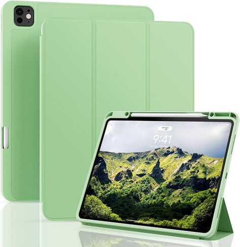 ZOVEEK Case for iPad Pro 13 Inch (M4) 2024 with Pencil Holder, Supports Pencil Pro Magnetic Charging, Smart Magnetic iPad Case with Trifold Stand, Supports Auto Wake/Sleep (Matcha Green) in Saudi Arabia