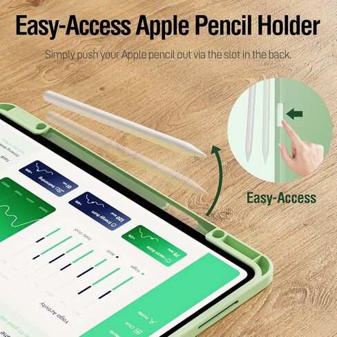 ZOVEEK Case for iPad Pro 13 Inch (M4) 2024 with Pencil Holder, Supports Pencil Pro Magnetic Charging, Smart Magnetic iPad Case with Trifold Stand, Supports Auto Wake/Sleep (Matcha Green) in Saudi Arabia