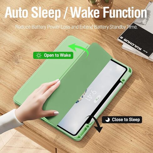 ZOVEEK Case for iPad Pro 13 Inch (M4) 2024 with Pencil Holder, Supports Pencil Pro Magnetic Charging, Smart Magnetic iPad Case with Trifold Stand, Supports Auto Wake/Sleep (Matcha Green) in Saudi Arabia