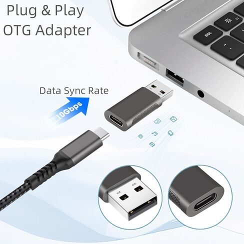 Hichain حزمة من 2 USB C إلى USB A OTG محول رمادي، 10 جيجابت في الثانية مزامنة بيانات شاحن سبائك الزنك محول نوع C ذكر إلى USB 3.2 نوع A أنثى للهاتف 15 Samsung PC Laptop Flash Drive ADT-CCG2 in Kuwait