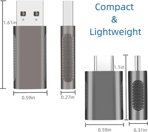 Hichain حزمة من 2 USB C إلى USB A OTG محول رمادي، 10 جيجابت في الثانية مزامنة بيانات شاحن سبائك الزنك محول نوع C ذكر إلى USB 3.2 نوع A أنثى للهاتف 15 Samsung PC Laptop Flash Drive ADT-CCG2 in Kuwait