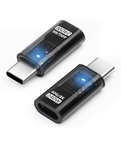 USB C LED Power Display Extender Adapter, 140W Short Dock Cable Extension Type-C 8K@60Hz PD3.1, USBC Male to Female Thunderbolt QC & 40Gbps Data Transfer for USB-C Devices(2 Pack) in Kuwait
