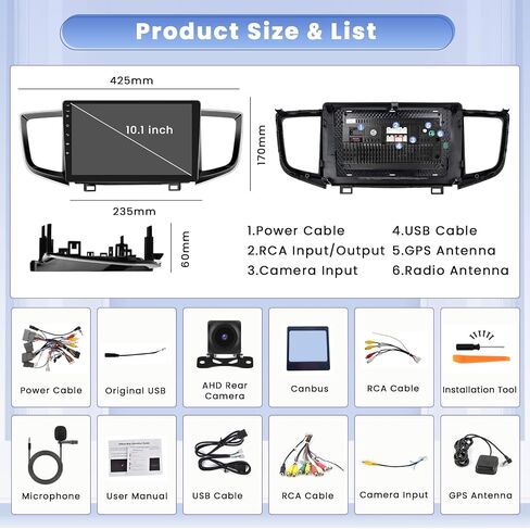 Hikity for Honda Pilot 2015-2020 Radio, 8 Core 4+64GB Android 13 Car Stereo 10.1 Inch IPS Touchscreen Car Radio with Wireless Carplay Android Auto 59UI GPS WiFi 32EQ DSP Backup Camrea in Saudi Arabia