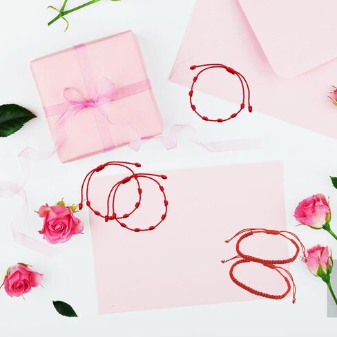 10 Pieces Adjustable Red String Bracelets 7 Knots Style Red Cord Bracelet Red Knot Chain Braided Bracelet Amulet for Protection, Good Luck, Friendship, Lovers in Saudi Arabia