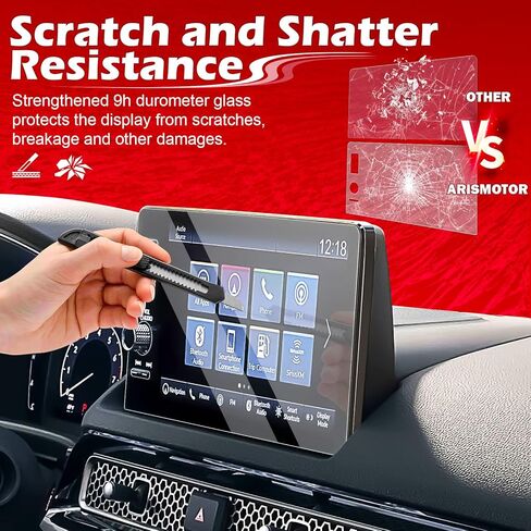واقي شاشة ARISMOTOR لهاتف Ho-nda Civic 2022-2025/Ho-nda CRV & HRV & Pilot 2023-2025/Acura Integra 2023-2025، غطاء شاشة لمس من الزجاج المقسى مقاس 9 بوصات، ملحقات داخلية، عبوة من قطعة واحدة in Kuwait