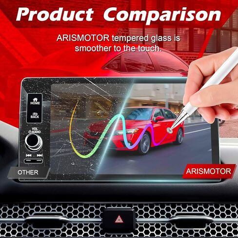 واقي شاشة ARISMOTOR لهاتف Ho-nda Civic 2022-2025/Ho-nda CRV & HRV & Pilot 2023-2025/Acura Integra 2023-2025، غطاء شاشة لمس من الزجاج المقسى مقاس 9 بوصات، ملحقات داخلية، عبوة من قطعة واحدة in Kuwait