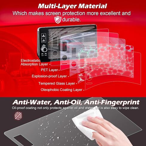 واقي شاشة ARISMOTOR لهاتف Ho-nda Civic 2022-2025/Ho-nda CRV & HRV & Pilot 2023-2025/Acura Integra 2023-2025، غطاء شاشة لمس من الزجاج المقسى مقاس 9 بوصات، ملحقات داخلية، عبوة من قطعة واحدة in Kuwait