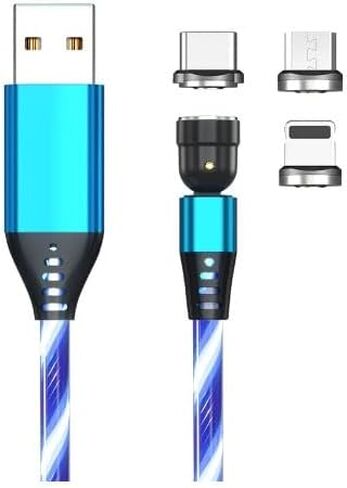 1Pc Blue Light Up Phone Charger with Changeable Rotating Magnetic Tips (3.3 Feet / 1 Meter) Small in Size,Convenient to Carry,Automobile Chargers,Cell Phones and Accessories,Power Adapters in Saudi Arabia