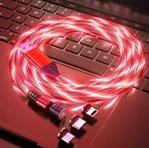 1Pc Blue Light Up Phone Charger with Changeable Rotating Magnetic Tips (3.3 Feet / 1 Meter) Small in Size,Convenient to Carry,Automobile Chargers,Cell Phones and Accessories,Power Adapters in Saudi Arabia