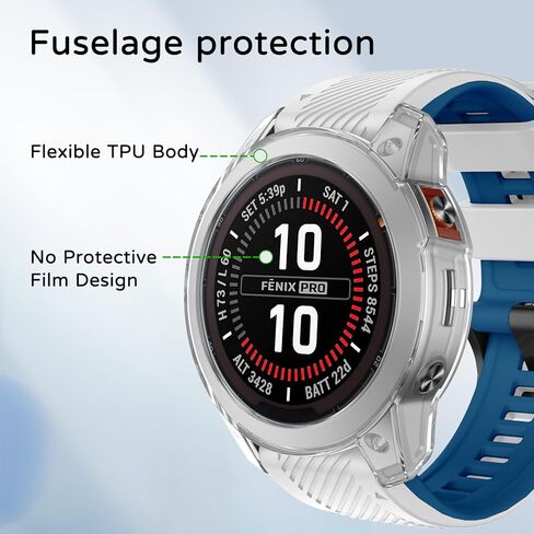 حافظات حماية متوافقة مع Garmin Fenix ​​7X/Epix Pro 51 مم، غطاء حماية ناعم من مادة TPU ممتص للصدمات وقوي مقاوم للصدمات لحافظة ساعة Garmin Fenix ​​7X Pro in Saudi Arabia