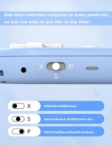 TJPD Bluetooth Gamepad Keychain Sized Mini Controller for Switch, Windows, Android, macOS, iOS&Android (Light Blue) in Saudi Arabia