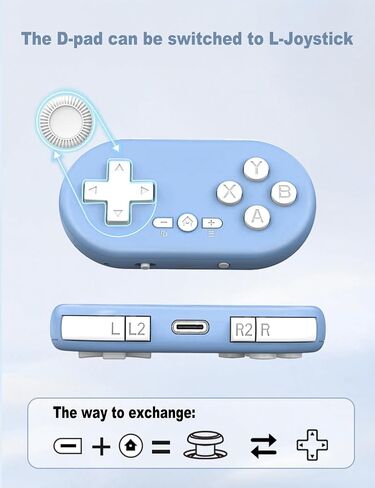TJPD Bluetooth Gamepad Keychain Sized Mini Controller for Switch, Windows, Android, macOS, iOS&Android (Light Blue) in Saudi Arabia
