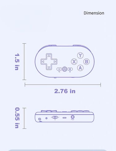 TJPD Bluetooth Gamepad Keychain Sized Mini Controller for Switch, Windows, Android, macOS, iOS&Android (Light Blue) in Saudi Arabia