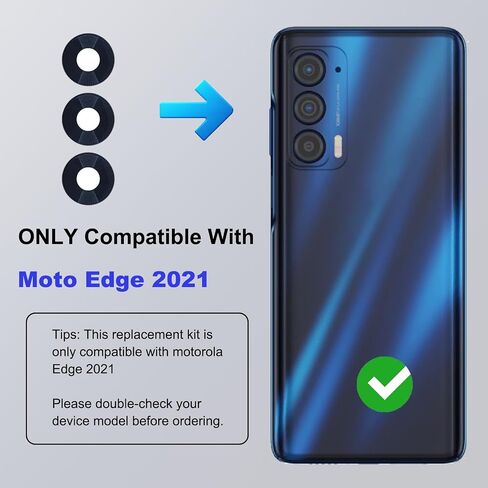 3 Pack for Moto Edge 2021 5G Back Rear Camera Lens Glass Replacement, Cellphone Back Camera Lens for Moto Edge 5G 2021 XT2141, Included Instruction Manual, Toolkit in Saudi Arabia
