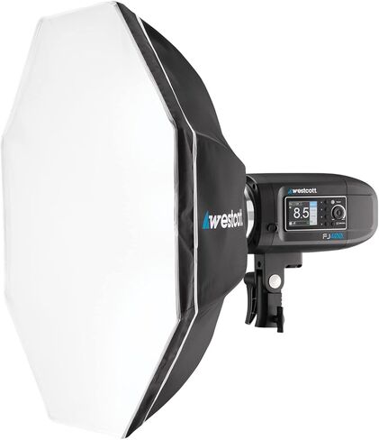 طقم حقيبة ظهر Westcott FJ400 Strobe 1-Light مع مشغل لاسلكي FJ-X3 S (متوافق مع سوني)، مفتاح صندوق سريع Octa-S، جل مرن، ذراع تمديد قصير 8 بوصات والمزيد من الملحقات | FJ400 in Kuwait