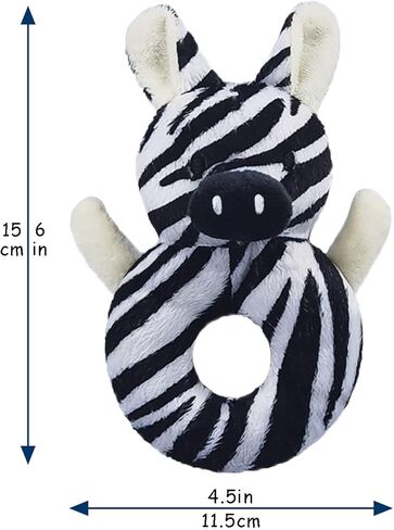 Baby Zebra Soft Rattle Toy, Zebra Plush Infant Shaker Rattle Easy-Grasp Stuffed Animal Toy, Gifts for Newborns Babies Toddlers Boys Girls, 6 Inches in Kuwait