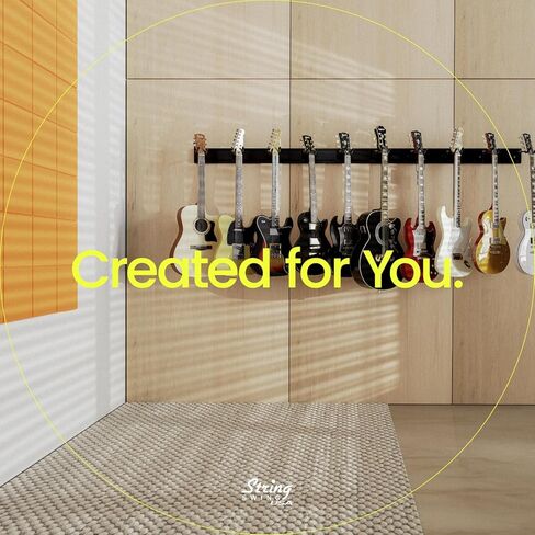 String Swing Guitar Wall Rack, Multiple Guitar Wall Mount, Guitar Organizer for Acoustic & Electric Guitars, 5 Padded Arm Hangers & White Slatwall Rail, Wall Mount Guitar Rack - MADE IN USA in Kuwait