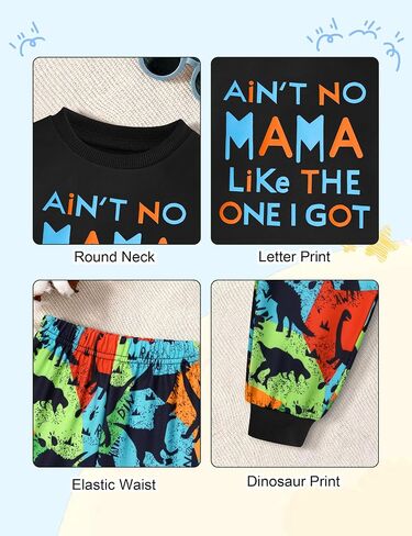 Baby Toddler Boy Clothes Fall Winter Outfits Letter Print Long Sleeve Sweatshirt Camouflage Dinosaur Pants Set in Saudi Arabia