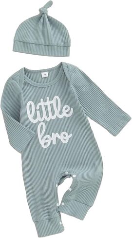 FIOMVA Little Dude Outfits Newborn Baby Boy Fall Winter Romper Jumpsuit Long Sleeve Onesie Rib Knit Onepiece Hat Set in Saudi Arabia