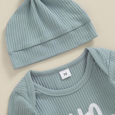 FIOMVA Little Dude Outfits Newborn Baby Boy Fall Winter Romper Jumpsuit Long Sleeve Onesie Rib Knit Onepiece Hat Set in Saudi Arabia