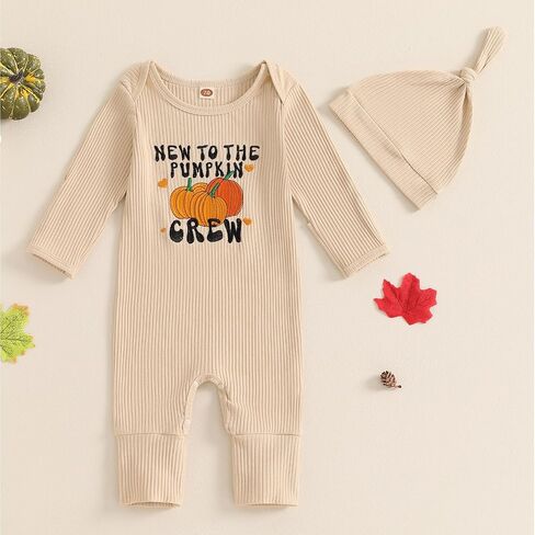 FIOMVA Little Dude Outfits Newborn Baby Boy Fall Winter Romper Jumpsuit Long Sleeve Onesie Rib Knit Onepiece Hat Set in Saudi Arabia